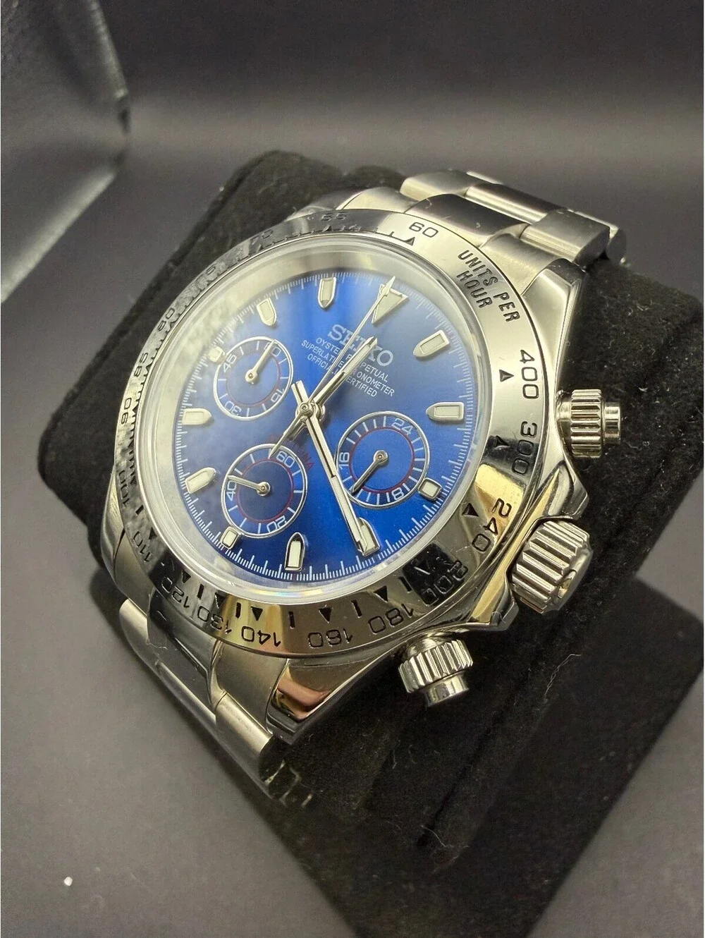 Custom Seiko Speedway Mod Blue Chronograph Watch